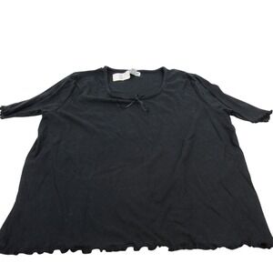 Extra‎ Point womens Black Short Sleeve Tie Front Lettuce Hem 2X